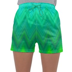 Green Zig Zag Chevron Classic Pattern Sleepwear Shorts