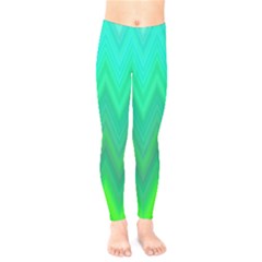 Green Zig Zag Chevron Classic Pattern Kids  Legging by Nexatart