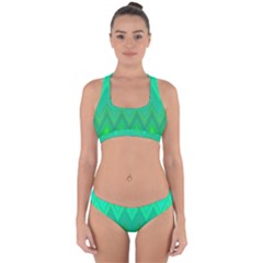 Green Zig Zag Chevron Classic Pattern Cross Back Hipster Bikini Set