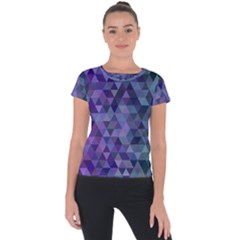 Triangle Tile Mosaic Pattern Short Sleeve Sports Top 