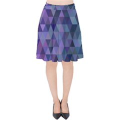 Triangle Tile Mosaic Pattern Velvet High Waist Skirt