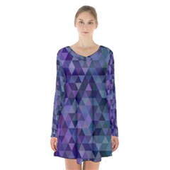 Triangle Tile Mosaic Pattern Long Sleeve Velvet V-neck Dress by Nexatart