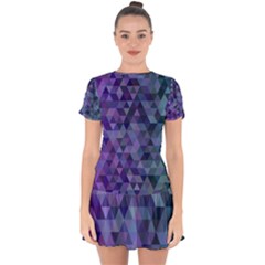 Triangle Tile Mosaic Pattern Drop Hem Mini Chiffon Dress by Nexatart