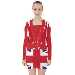 Uk Flag United Kingdom V-neck Bodycon Long Sleeve Dress by Nexatart