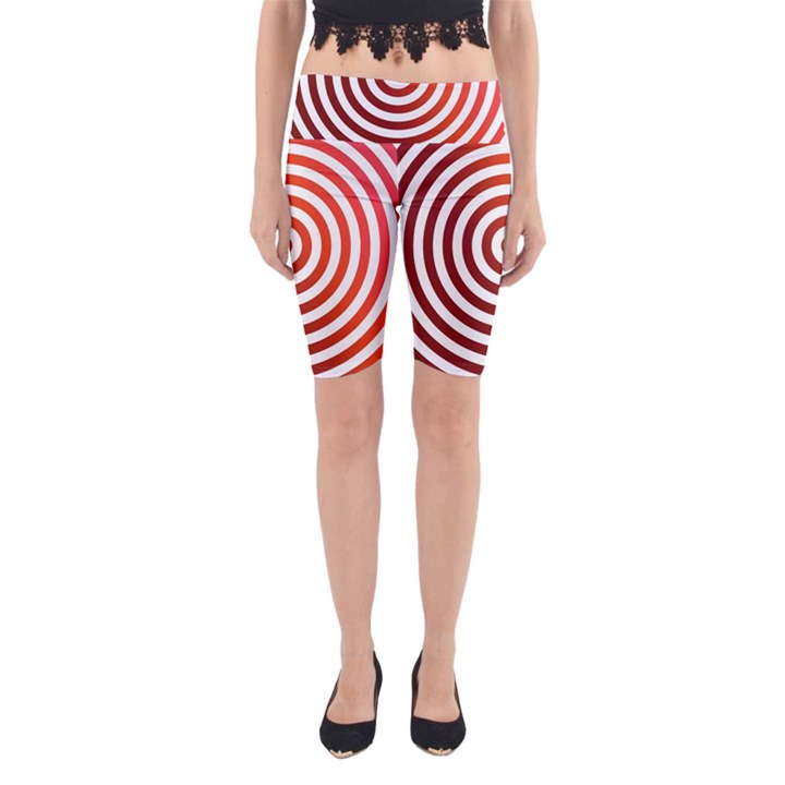 Concentric Red Rings Background Yoga Cropped Leggings