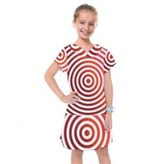 Concentric Red Rings Background Kids  Drop Waist Dress by Nexatart