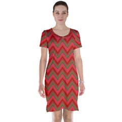 Background Retro Red Zigzag Short Sleeve Nightdress by Nexatart