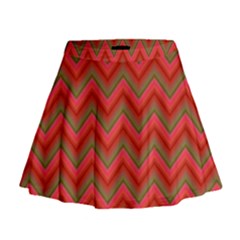 Background Retro Red Zigzag Mini Flare Skirt by Nexatart