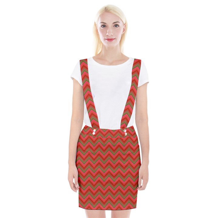 Background Retro Red Zigzag Braces Suspender Skirt