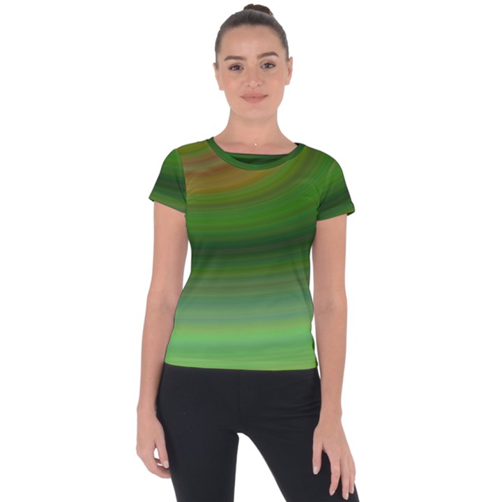 Green Background Elliptical Short Sleeve Sports Top 