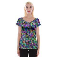 Triangle Tile Mosaic Pattern Cap Sleeve Tops by Nexatart