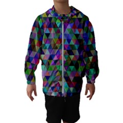 Triangle Tile Mosaic Pattern Hooded Wind Breaker (kids) by Nexatart