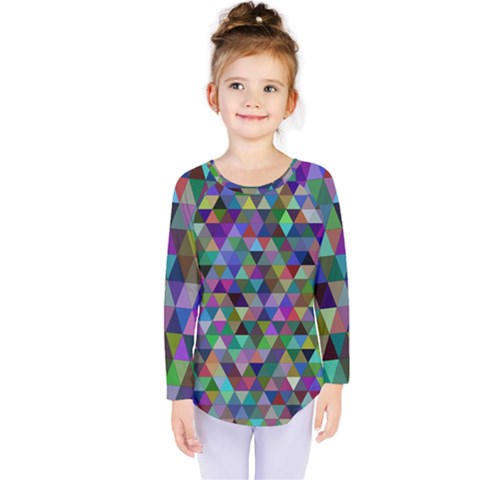 Triangle Tile Mosaic Pattern Kids  Long Sleeve Tee by Nexatart