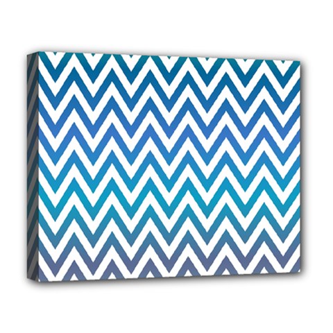 Blue Zig Zag Chevron Classic Pattern Deluxe Canvas 20  X 16   by Nexatart