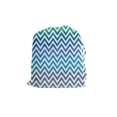 Blue Zig Zag Chevron Classic Pattern Drawstring Pouches (medium)  by Nexatart