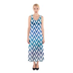 Blue Zig Zag Chevron Classic Pattern Sleeveless Maxi Dress by Nexatart