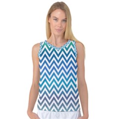 Blue Zig Zag Chevron Classic Pattern Women s Basketball Tank Top by Nexatart