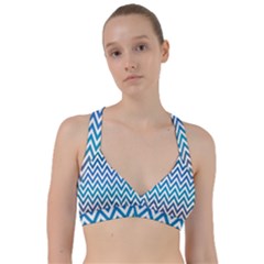 Blue Zig Zag Chevron Classic Pattern Sweetheart Sports Bra by Nexatart