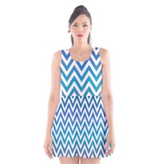 Blue Zig Zag Chevron Classic Pattern Scoop Neck Skater Dress by Nexatart