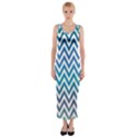 Blue Zig Zag Chevron Classic Pattern Fitted Maxi Dress View1