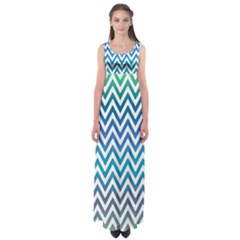 Blue Zig Zag Chevron Classic Pattern Empire Waist Maxi Dress by Nexatart