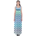 Blue Zig Zag Chevron Classic Pattern Empire Waist Maxi Dress View1