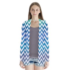 Blue Zig Zag Chevron Classic Pattern Drape Collar Cardigan by Nexatart