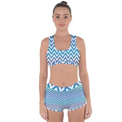 Blue Zig Zag Chevron Classic Pattern Racerback Boyleg Bikini Set by Nexatart