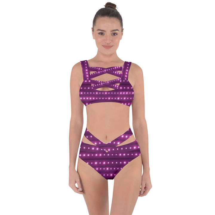 Galaxy Stripes Pattern Bandaged Up Bikini Set 