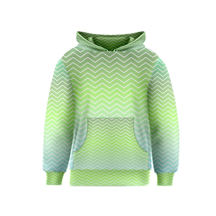 Green Line Zigzag Pattern Chevron Kids  Pullover Hoodie