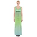 Green Line Zigzag Pattern Chevron Maxi Thigh Split Dress View1