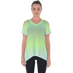 Green Line Zigzag Pattern Chevron Cut Out Side Drop Tee by Nexatart