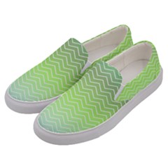 Green Line Zigzag Pattern Chevron Men s Canvas Slip Ons by Nexatart