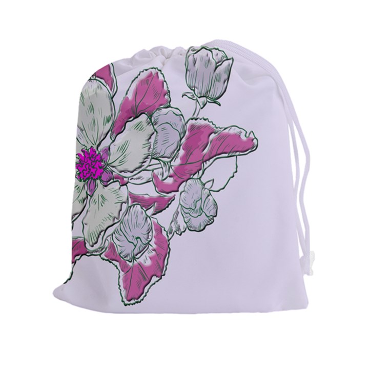 Bouquet Flowers Plant Purple Drawstring Pouches (XXL)