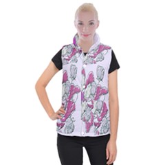 Bouquet Flowers Plant Purple Women s Button Up Puffer Vest by Nexatart