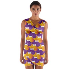 Pattern Background Purple Yellow Wrap Front Bodycon Dress by Nexatart