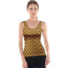 Chevron Brown Retro Vintage Tank Top by Nexatart