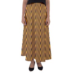 Chevron Brown Retro Vintage Flared Maxi Skirt by Nexatart