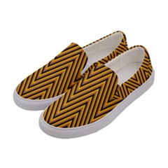 Chevron Brown Retro Vintage Women s Canvas Slip Ons by Nexatart