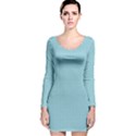 Blue Pattern Background Texture Long Sleeve Velvet Bodycon Dress View1