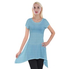 Blue Pattern Background Texture Short Sleeve Side Drop Tunic by Nexatart