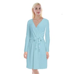 Blue Pattern Background Texture Long Sleeve Velvet Front Wrap Dress by Nexatart