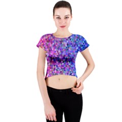 Triangle Tile Mosaic Pattern Crew Neck Crop Top by Nexatart