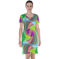 Seamless Pattern Twirl Spiral Short Sleeve Nightdress by Nexatart