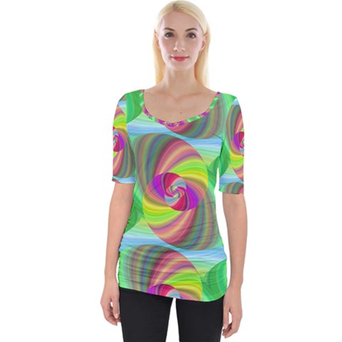 Seamless Pattern Twirl Spiral Wide Neckline Tee by Nexatart