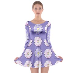 Daisy Flowers Wild Flowers Bloom Long Sleeve Skater Dress