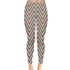 Chevron Retro Pattern Vintage Leggings  by Nexatart