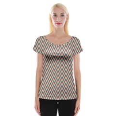 Chevron Retro Pattern Vintage Cap Sleeve Tops