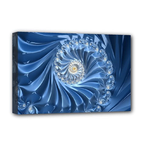 Blue Fractal Abstract Spiral Deluxe Canvas 18  X 12  