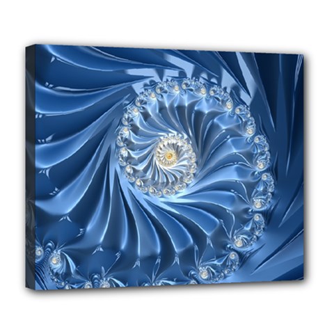 Blue Fractal Abstract Spiral Deluxe Canvas 24  X 20   by Nexatart